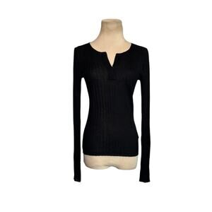 Umilab black long sleeves lightweight fitted sweater size M